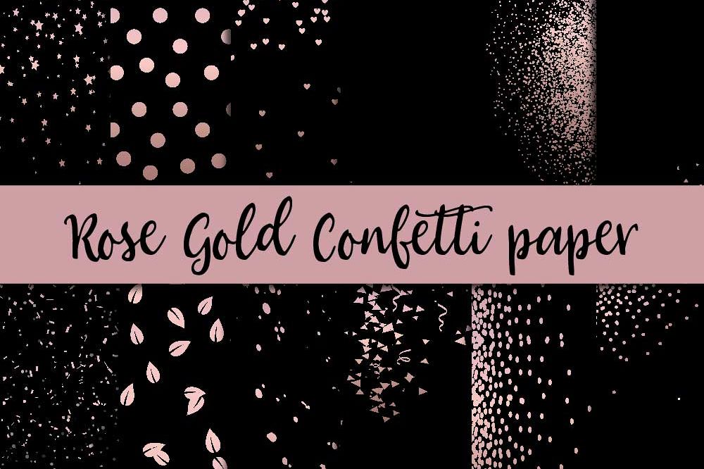 Rose Gold Confetti Digital Paper example image 1