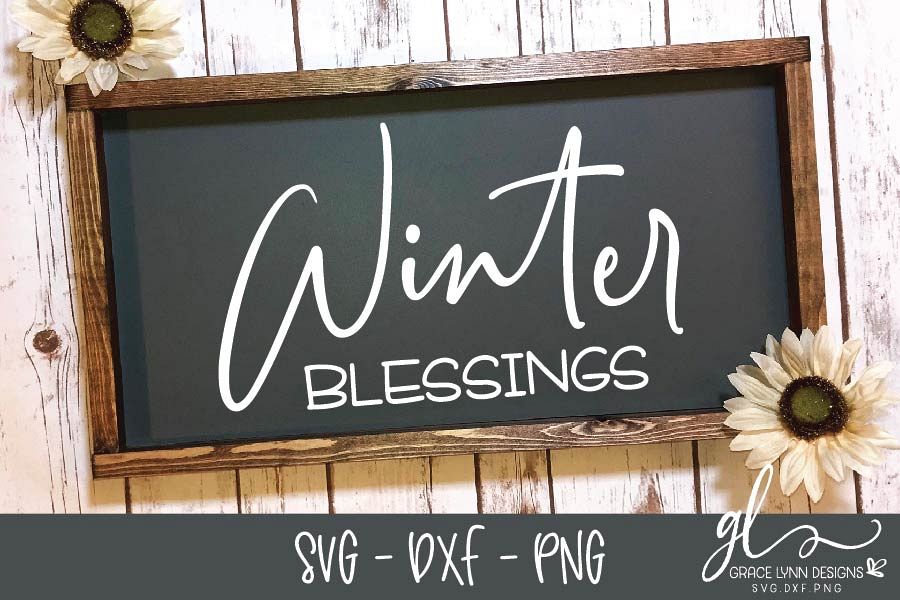 Winter Blessings - Christmas Cut File - SVG, DXF & PNG example image 1