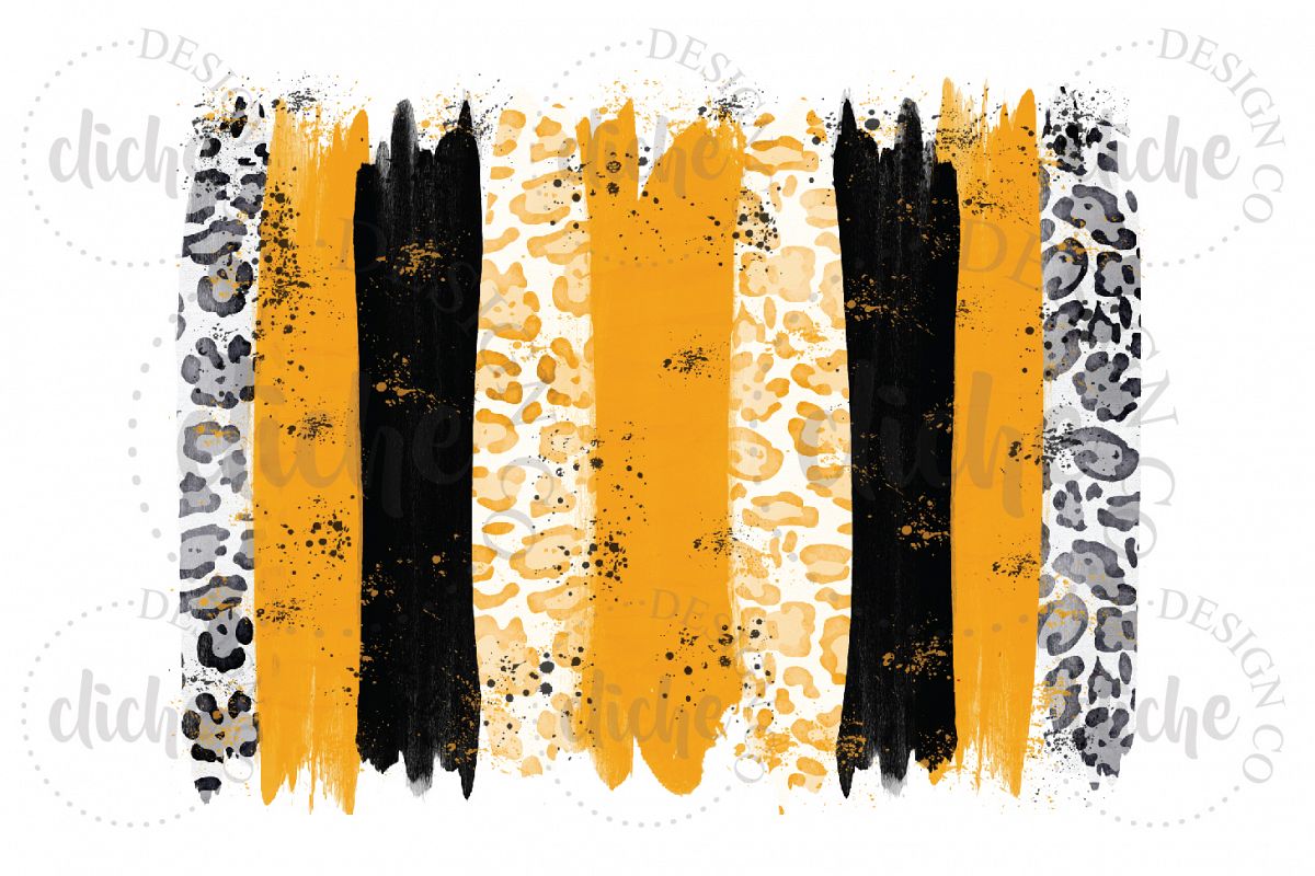 Black Yellow Paint Stroke Sublimation Design Background example image 1