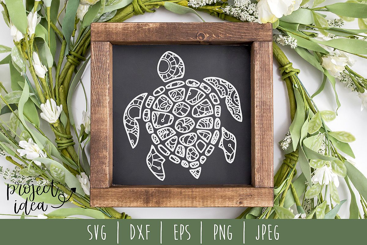 Download Turtle Mandala Zentangle SVG, DXF, EPS, PNG, JPEG
