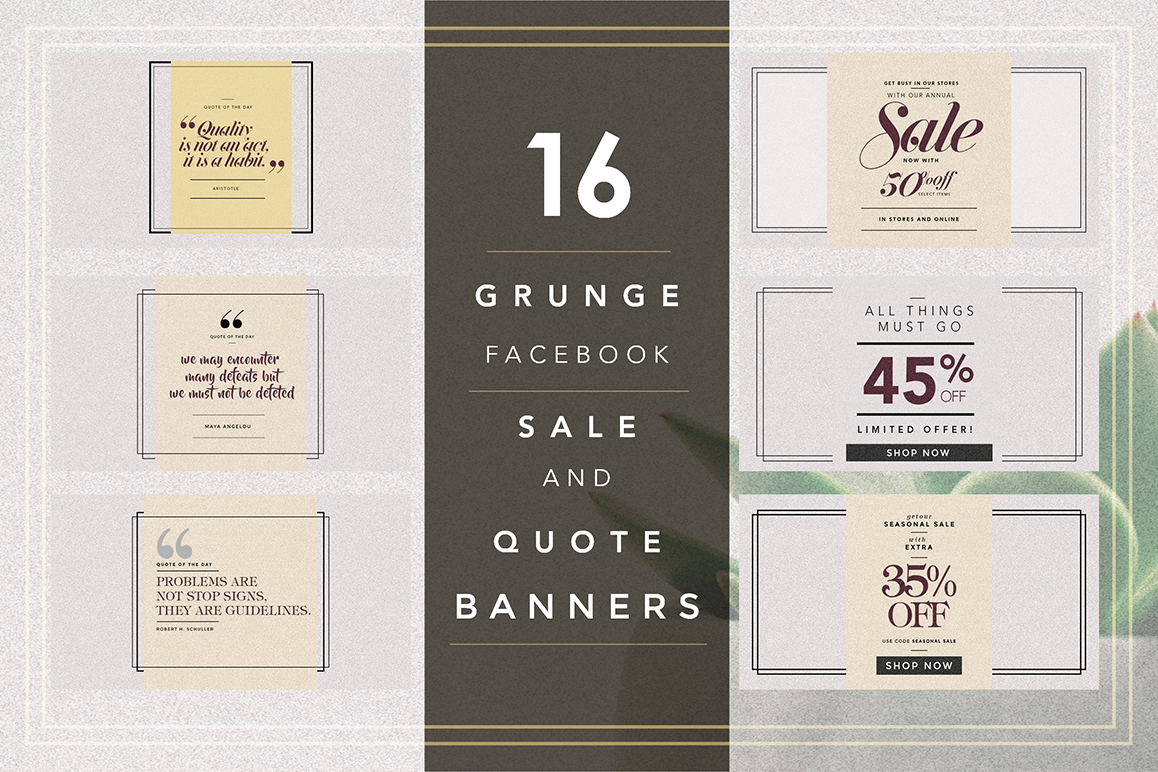 GRUNGE Facebook sale and quote pack example image 1