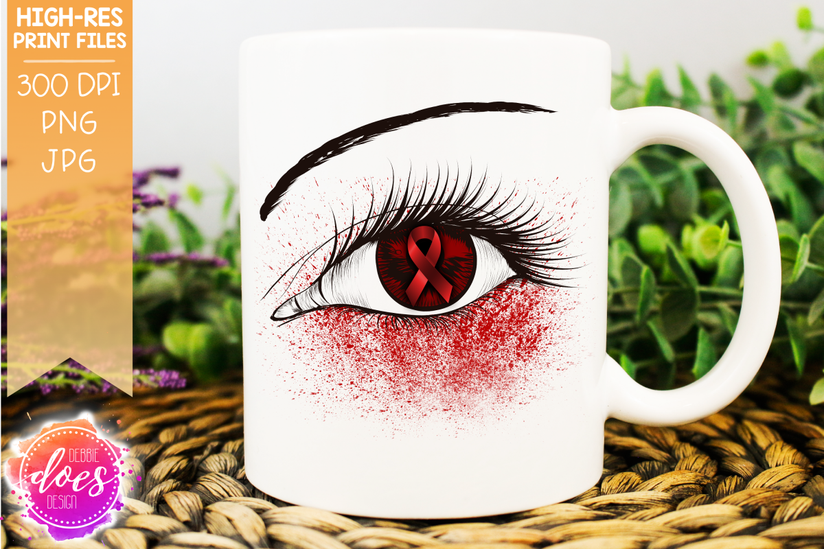 Red Awareness Ribbon Eye Printable Design example image 1