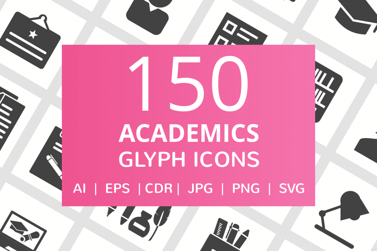 150 Academics Glyph Icons example image 1