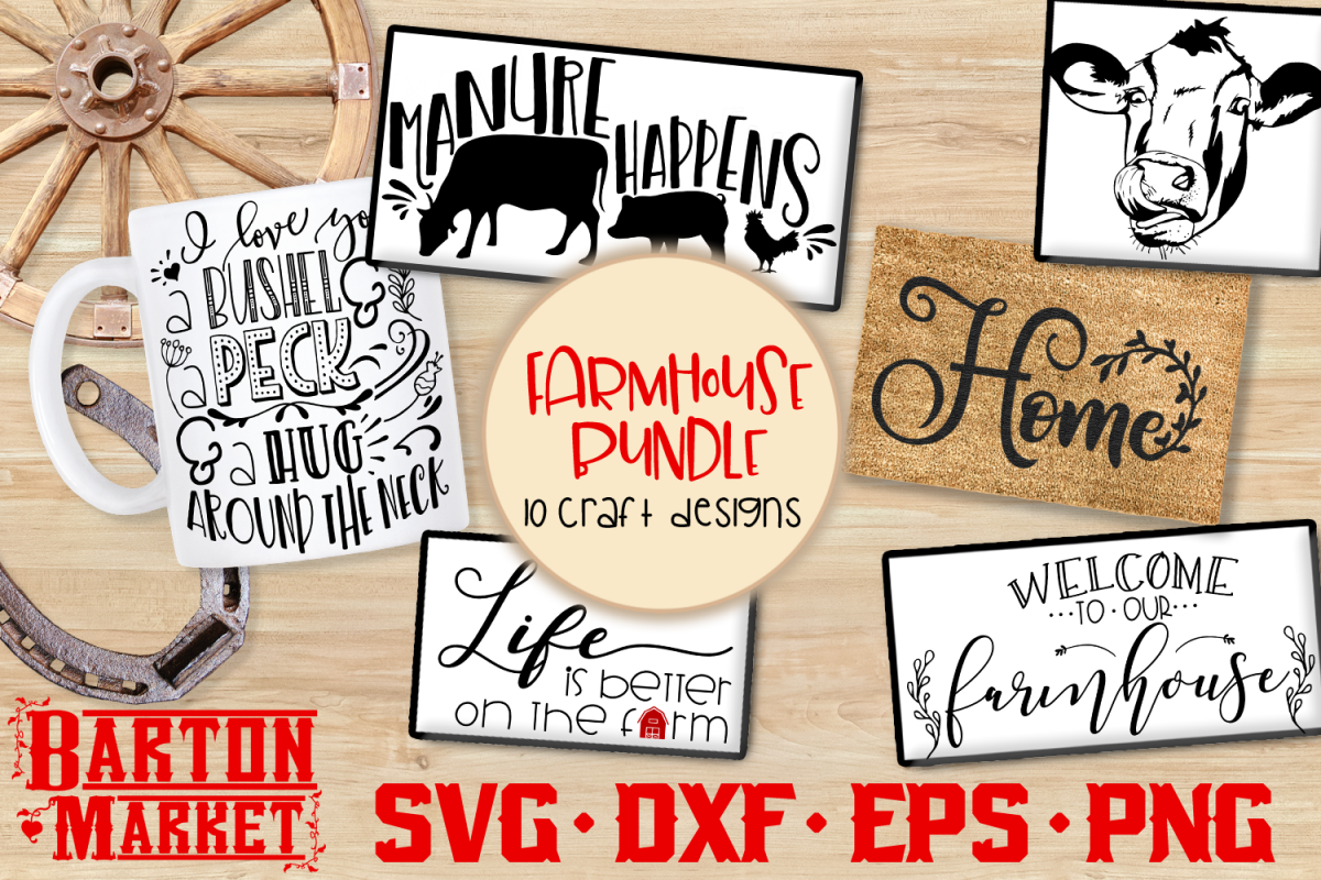 BUNDLE 10 Farmhouse Craft Designs SVG DXF EPS PNG example image 1