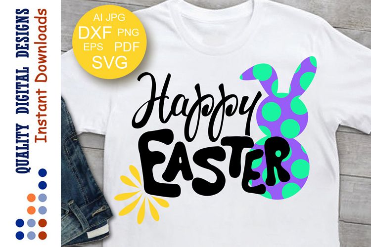 Happy Easter svg Bunny clipart Cut Files example image 1