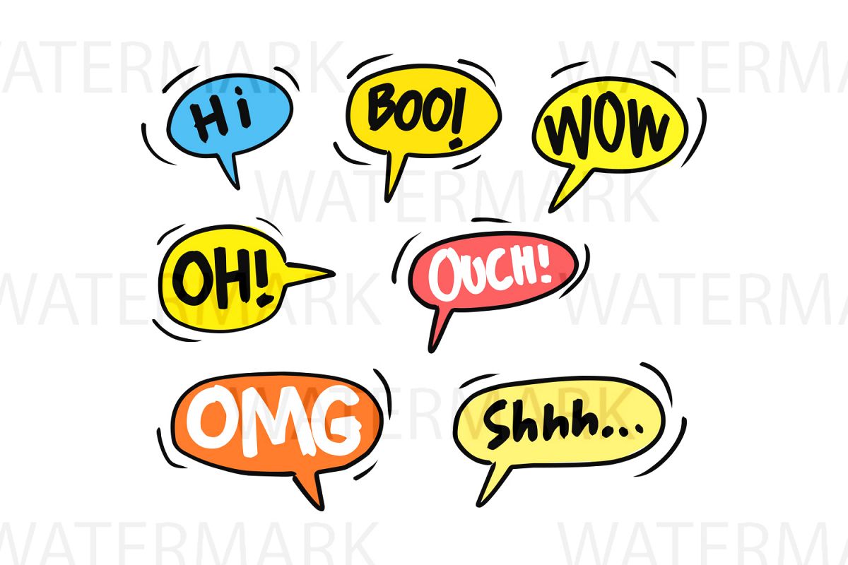 Speech Bubble Interjection Set 2 - SVG/JPG/PNG - Hand Drawing example image 1