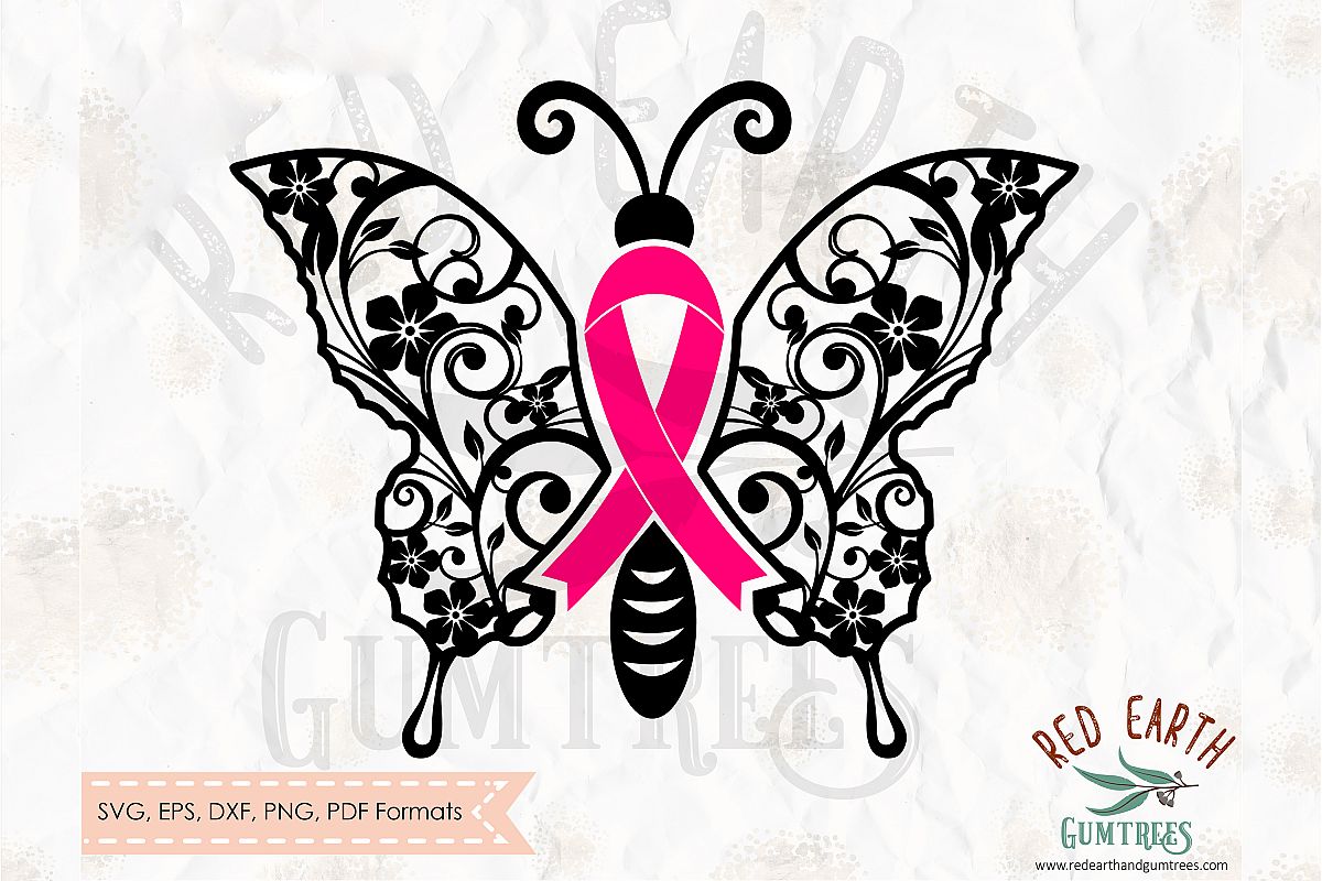 Download Butterfly Cancer ribbon in SVG, DXF, PNG, EPS, PDF format