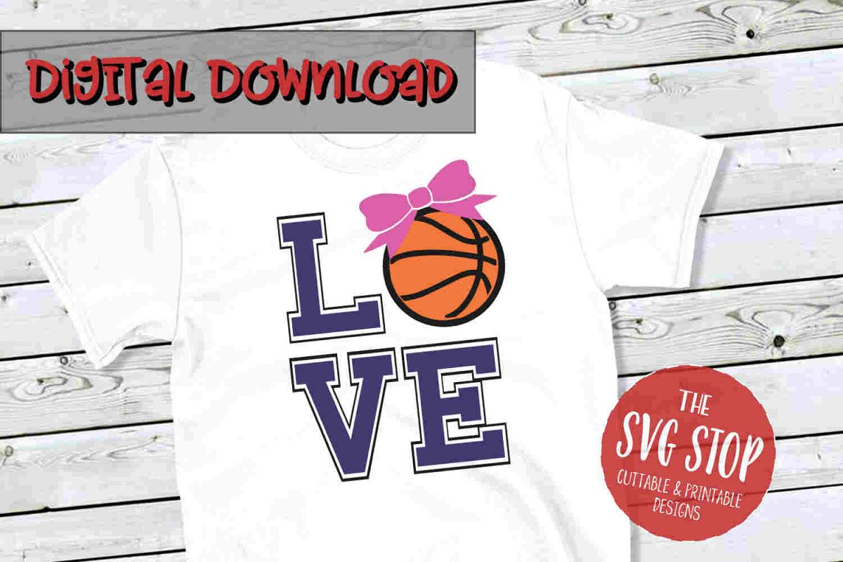 Love Bow Basketball-SVG, PNG, DXF example image 1