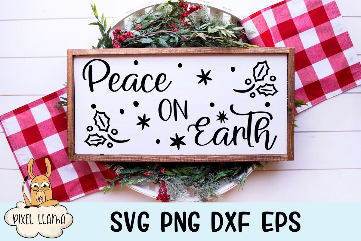 Peace On Earth Christmas Sign SVG example image 1