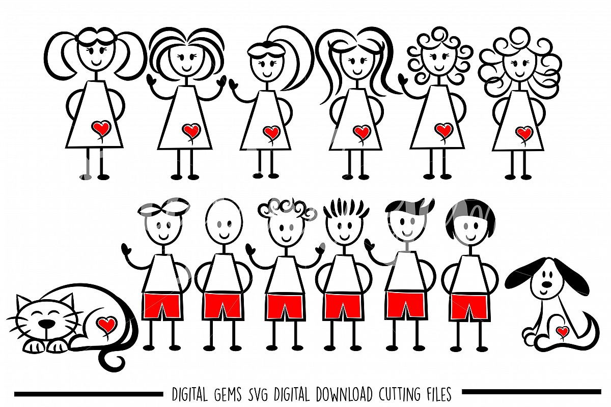 Stick People SVG / PNG / DXF / EPS Files example image 1