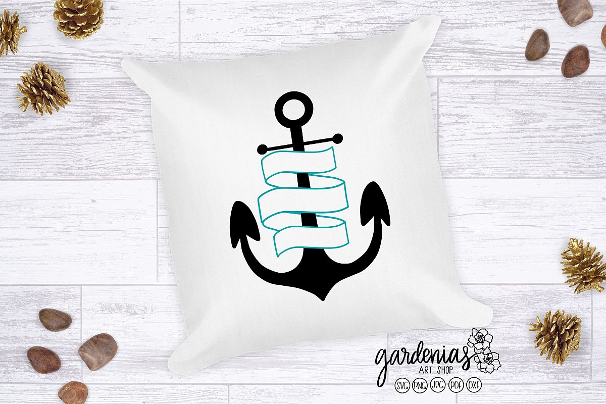 Anchor with Banner SVG | Boat Theme Cut File | Nautical SVG example image 1