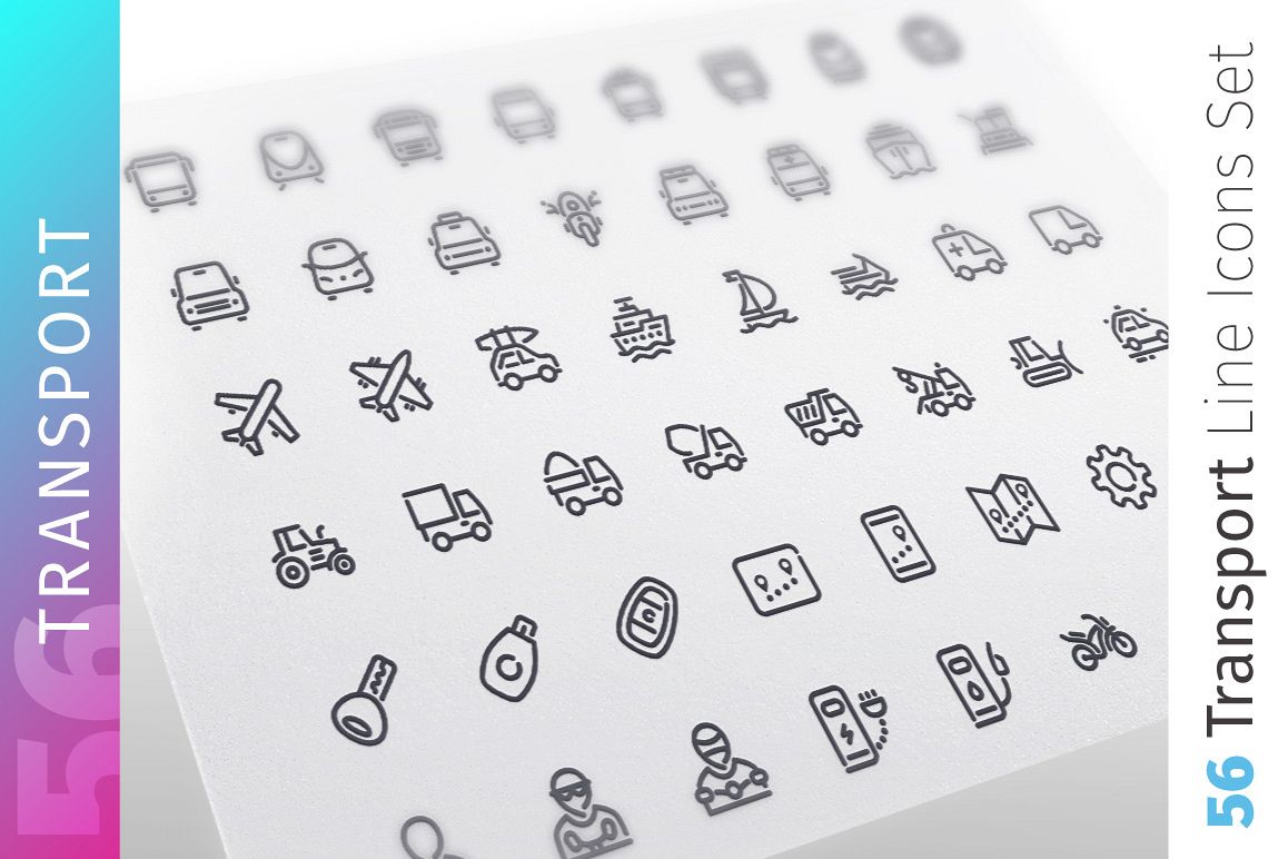 Transport Line Icons Set example image 1
