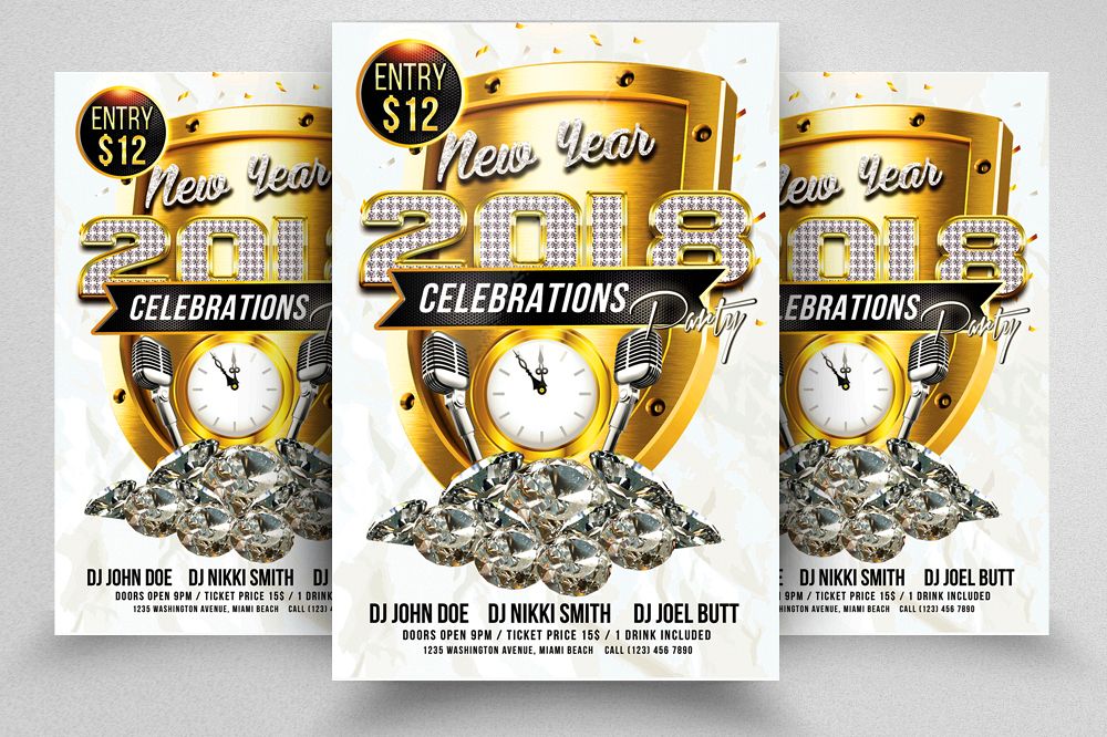 Happy New Year Flyer Psd Templates example image 1