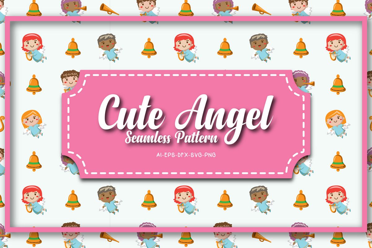 Seamless patterns cute angel christmas example image 1