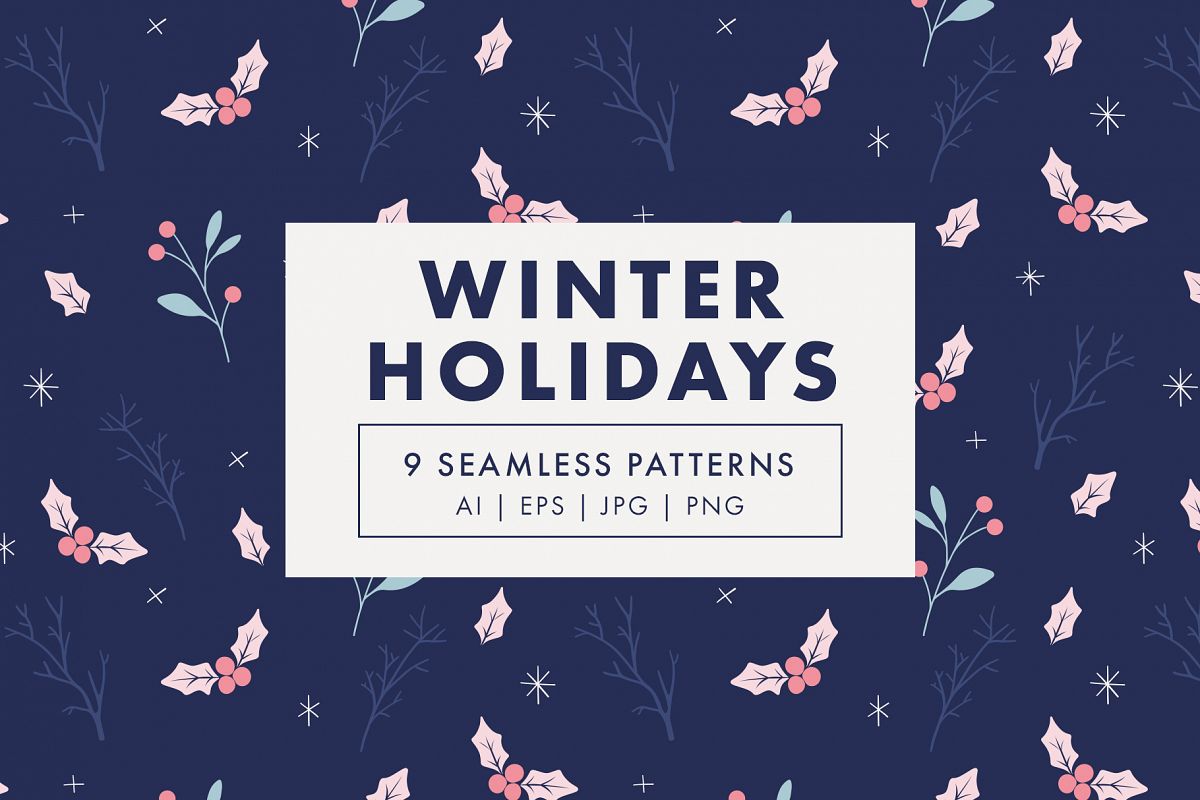 Winter Holidays Seamless Pattern Set example image 1