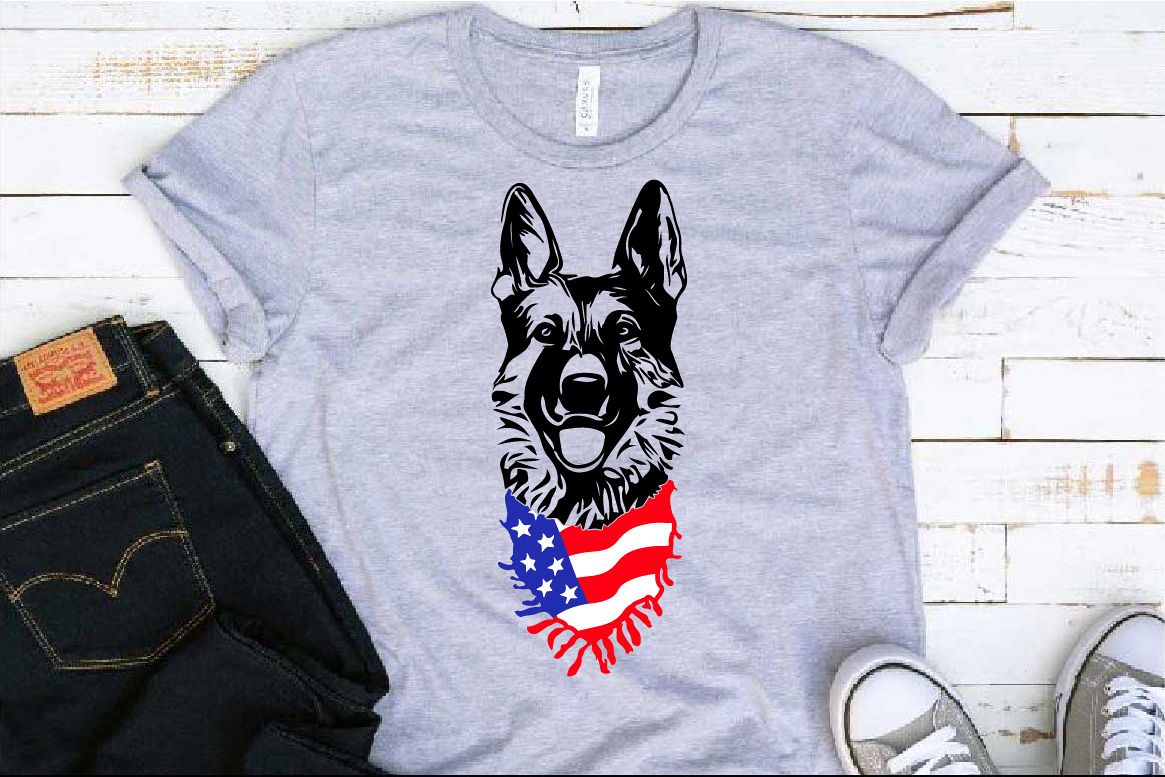 German shepherd dog head whit Scarf US flag SVG 1277s example image 1