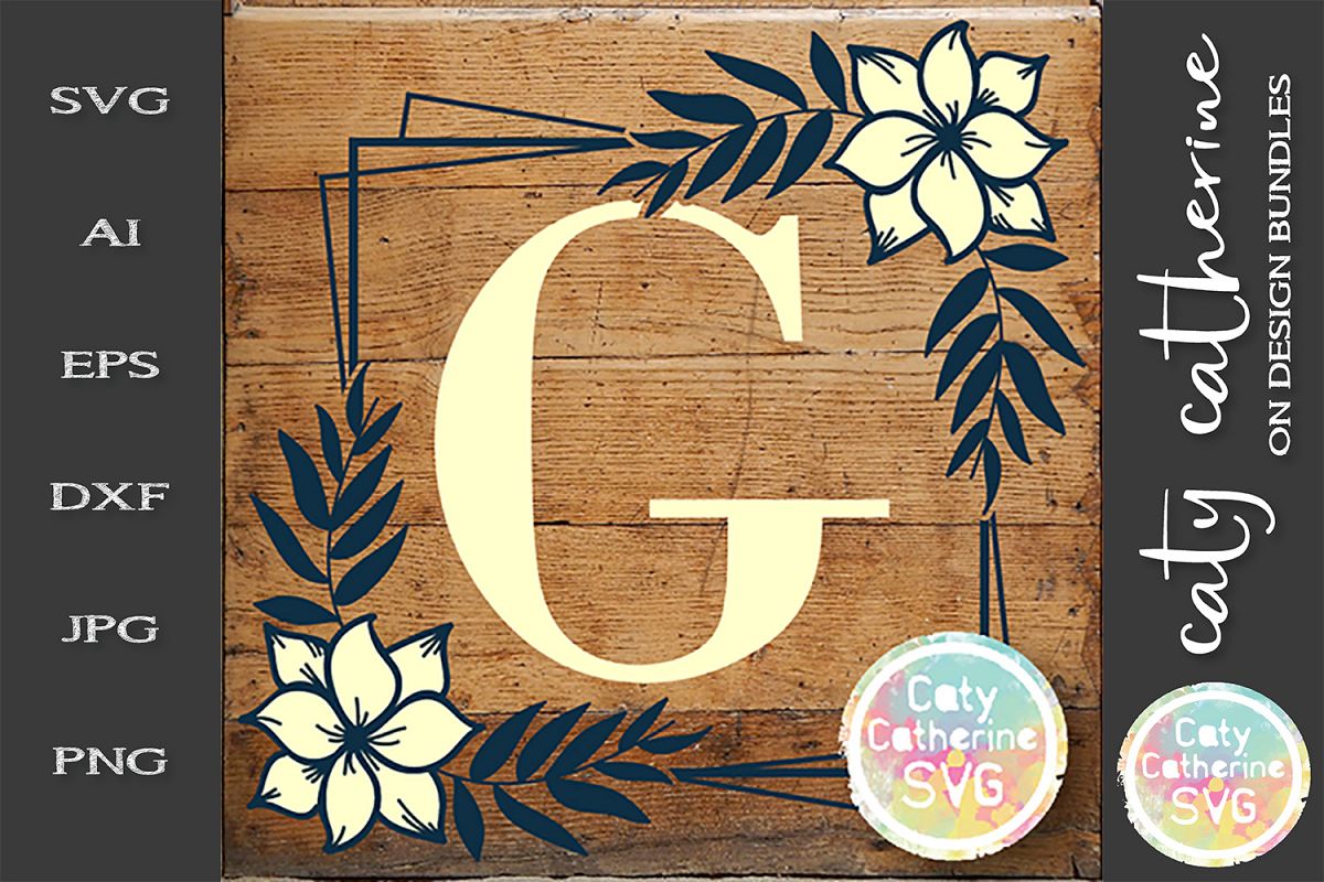 Letter G Floral Monogram Frame SVG Cut File example image 1
