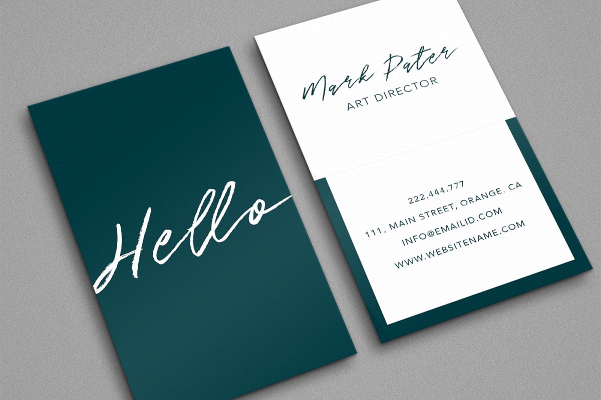 Professional hello script business card example image 1