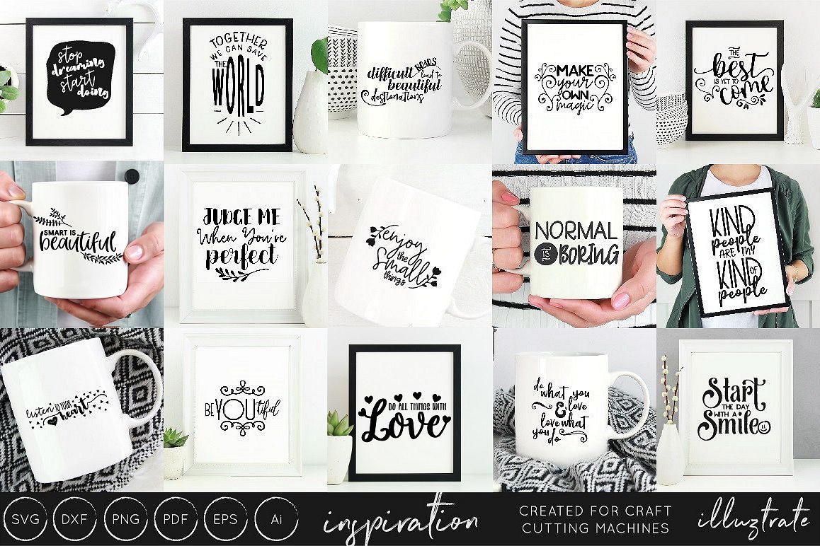 Inspirational Quotes SVG Cut File Bundle - Design Collection example image 1