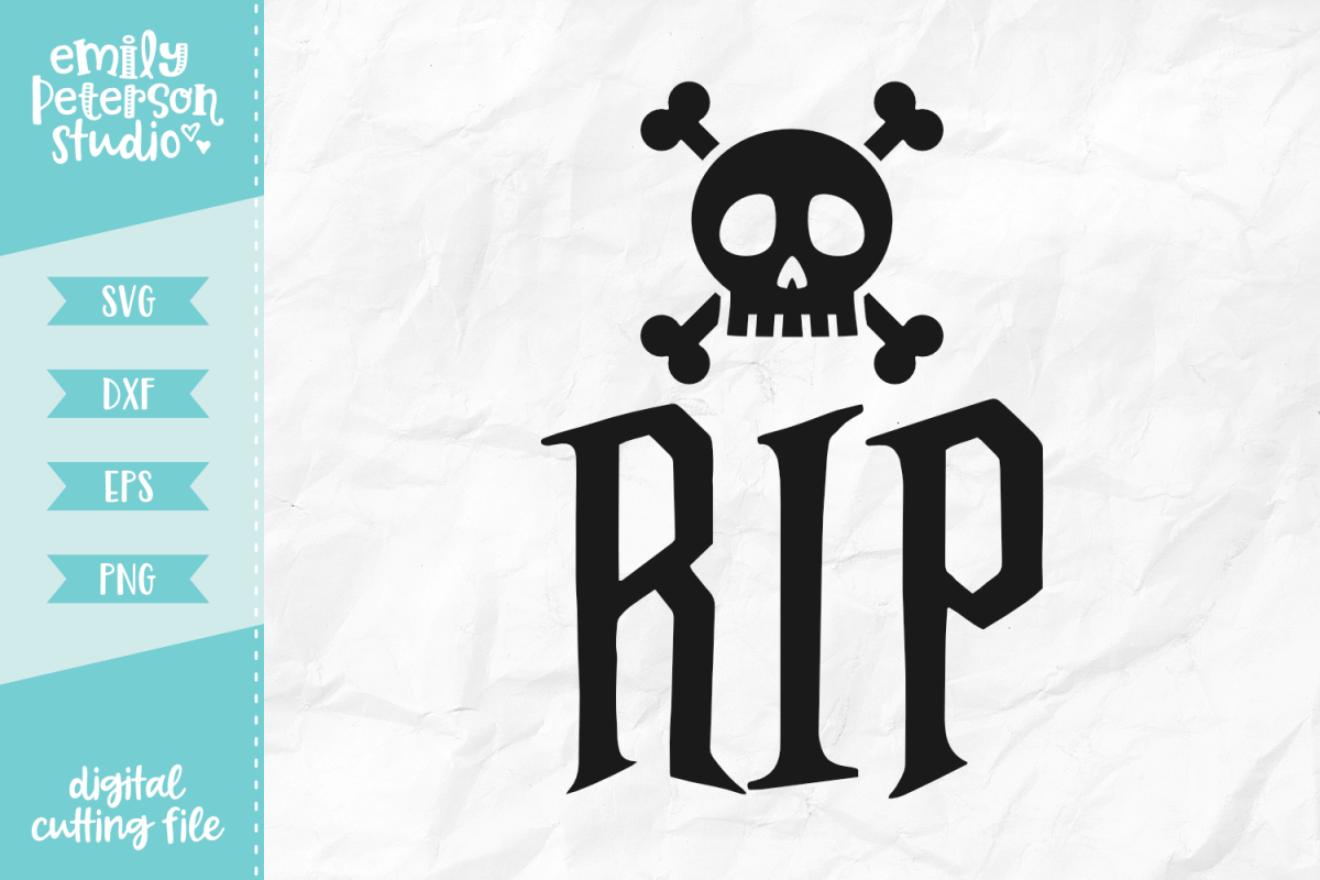 RIP Skull Crossbones SVG DXF EPS PNG example image 1