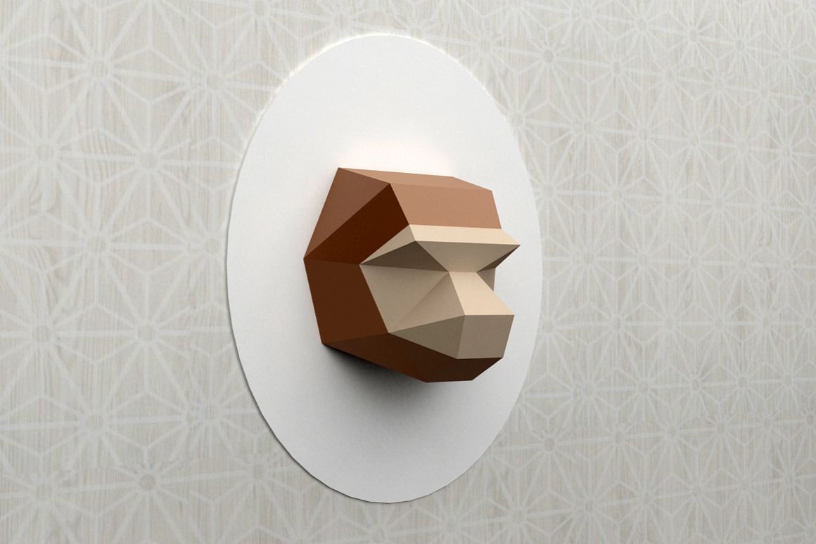 DIY Monkey head trophy - 3d papercraft example image 1