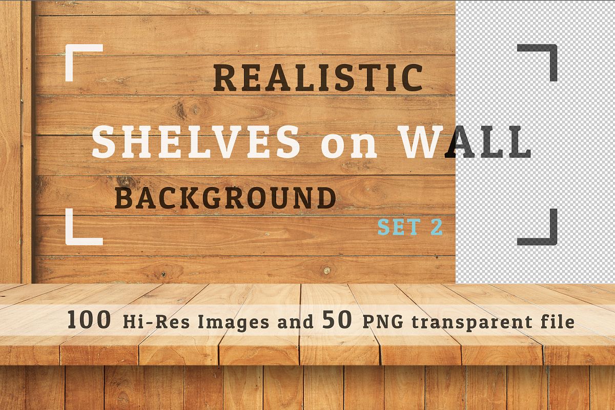 100 Realistic Shelves on Wall. Set 2 example image 1