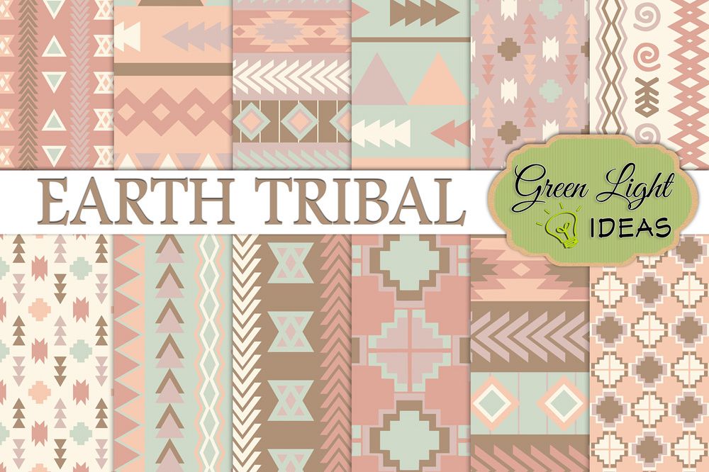 Earth Tribal Digital Papers, Aztec Backgrounds example image 1