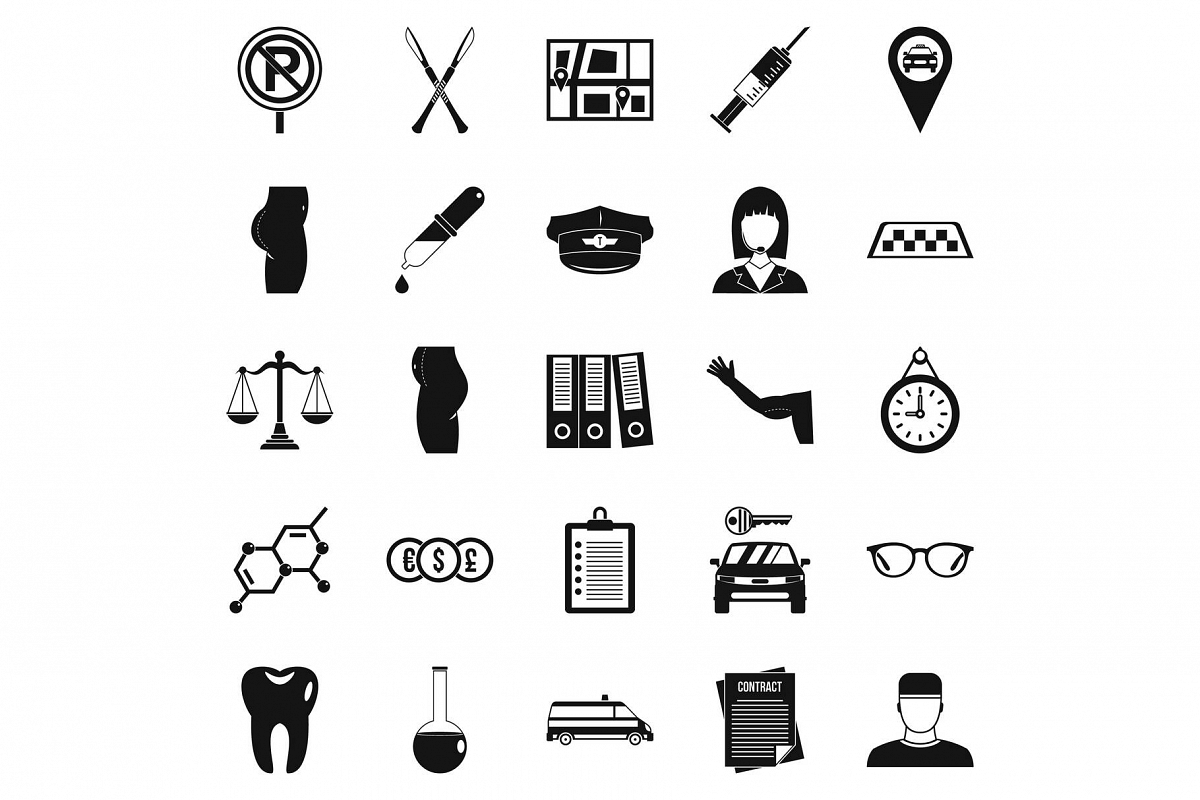 Panel icons set, simple style example image 1