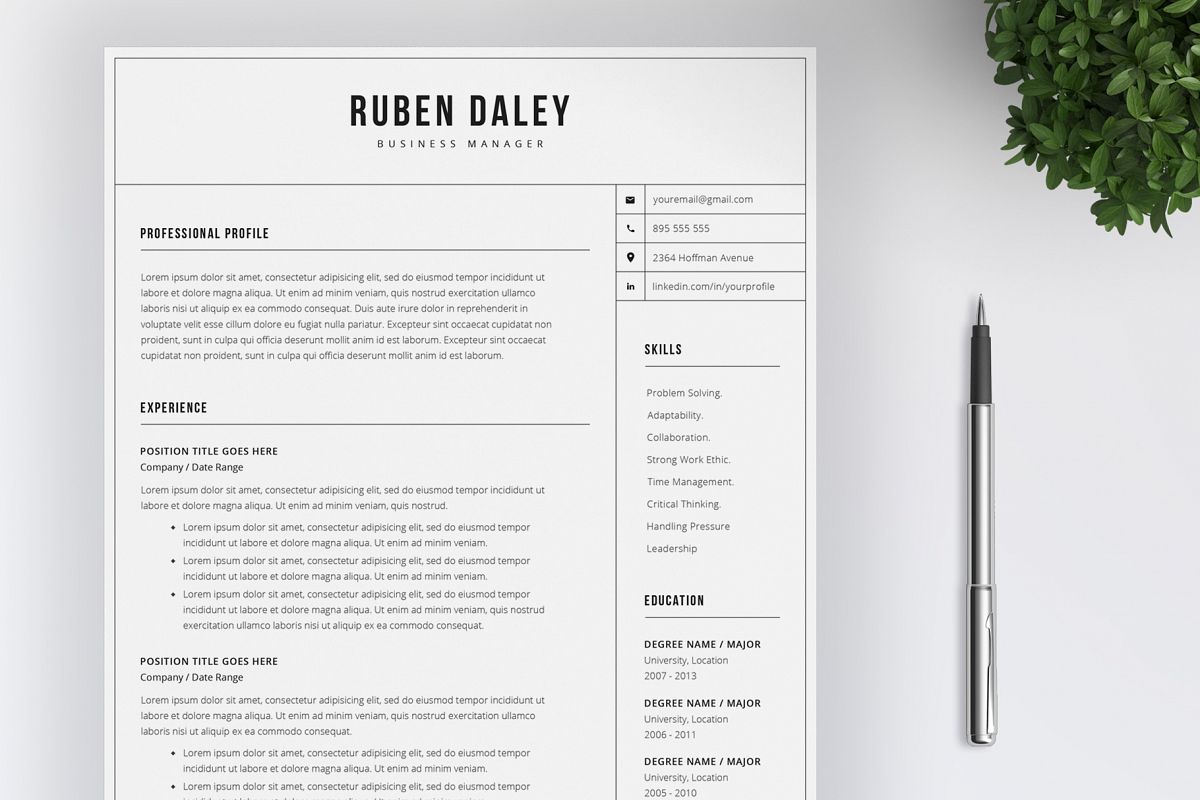 Resume Template and Cover Letter / 4 Pages example image 1