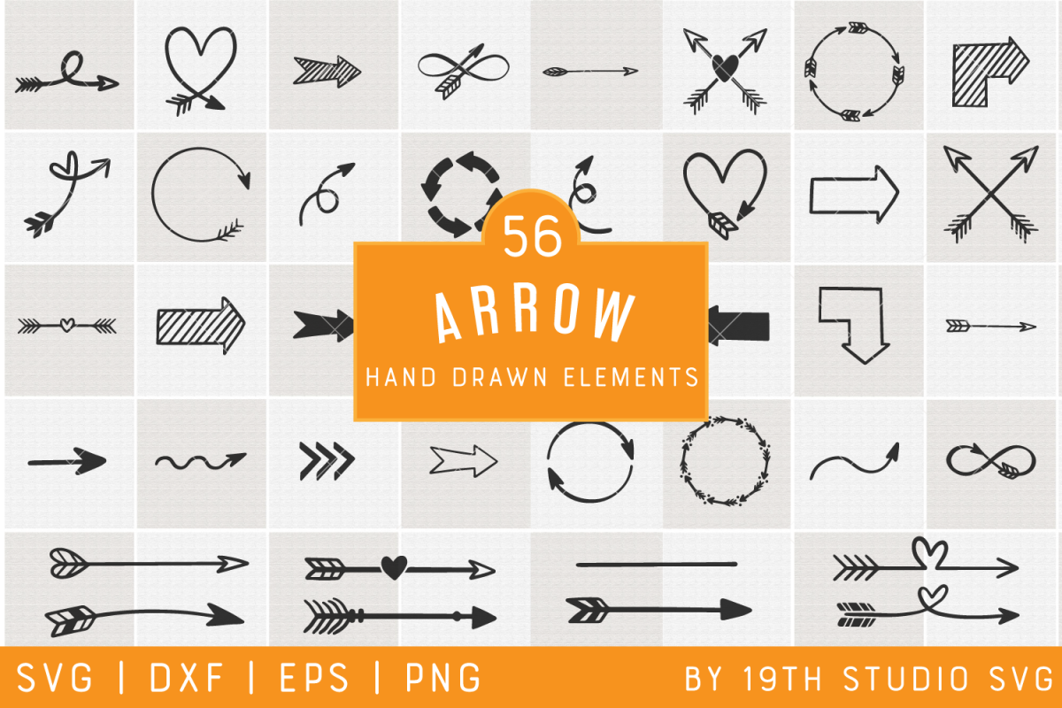 Arrows Hand drawn Elements | Arrows SVG Bundle| VB34 example image 1