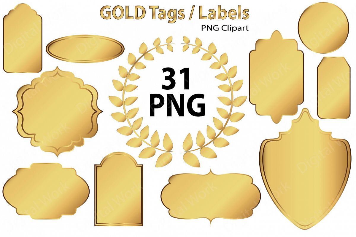 Gold Clip Art Tags and Labels example image 1