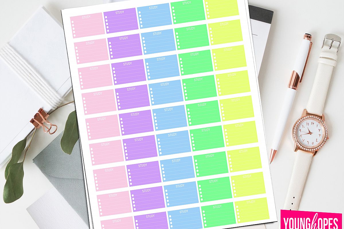 Study Half Box Planner Stickers-Student Planner Stickers example image 1
