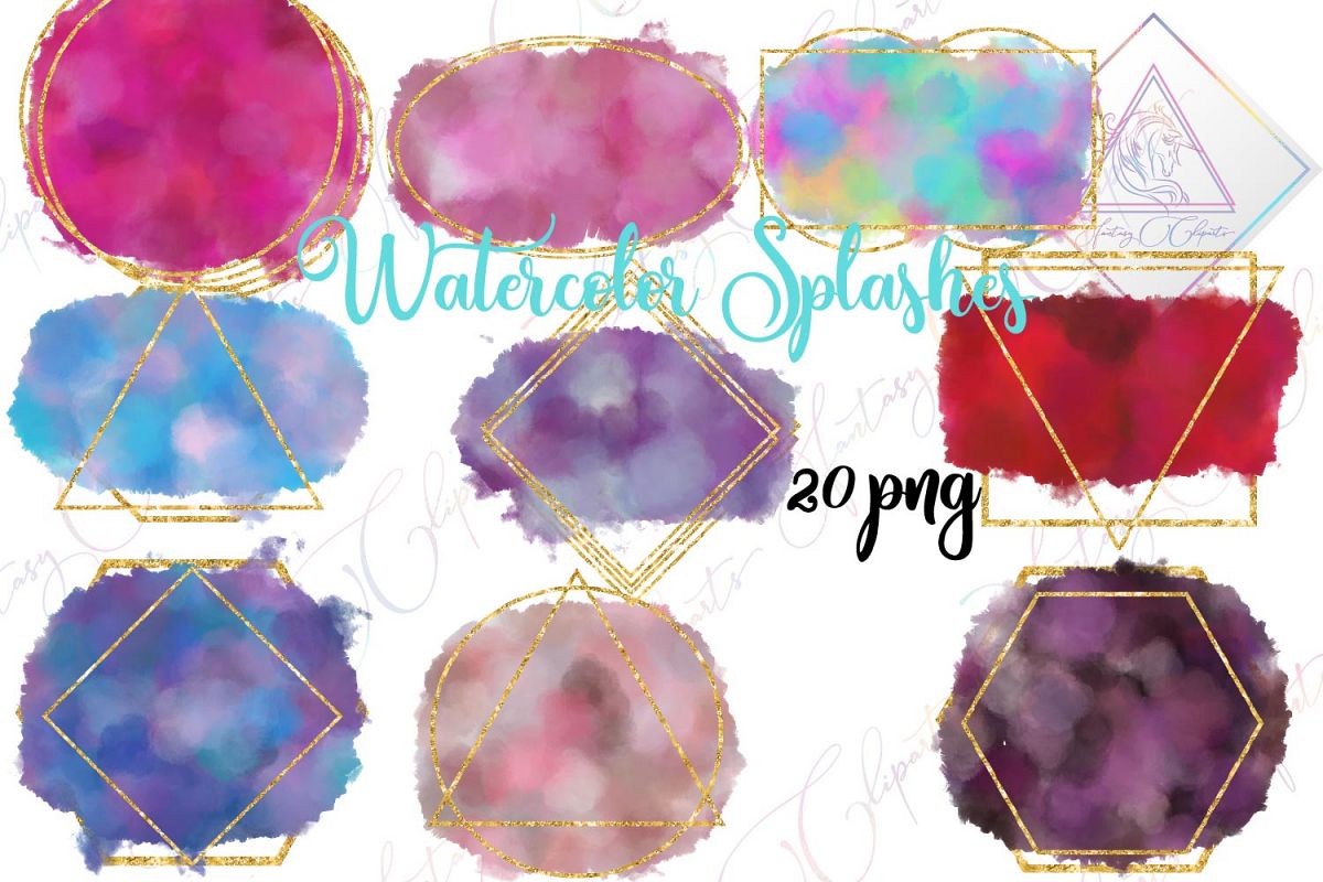 Watercolor Splashes Clipart example image 1