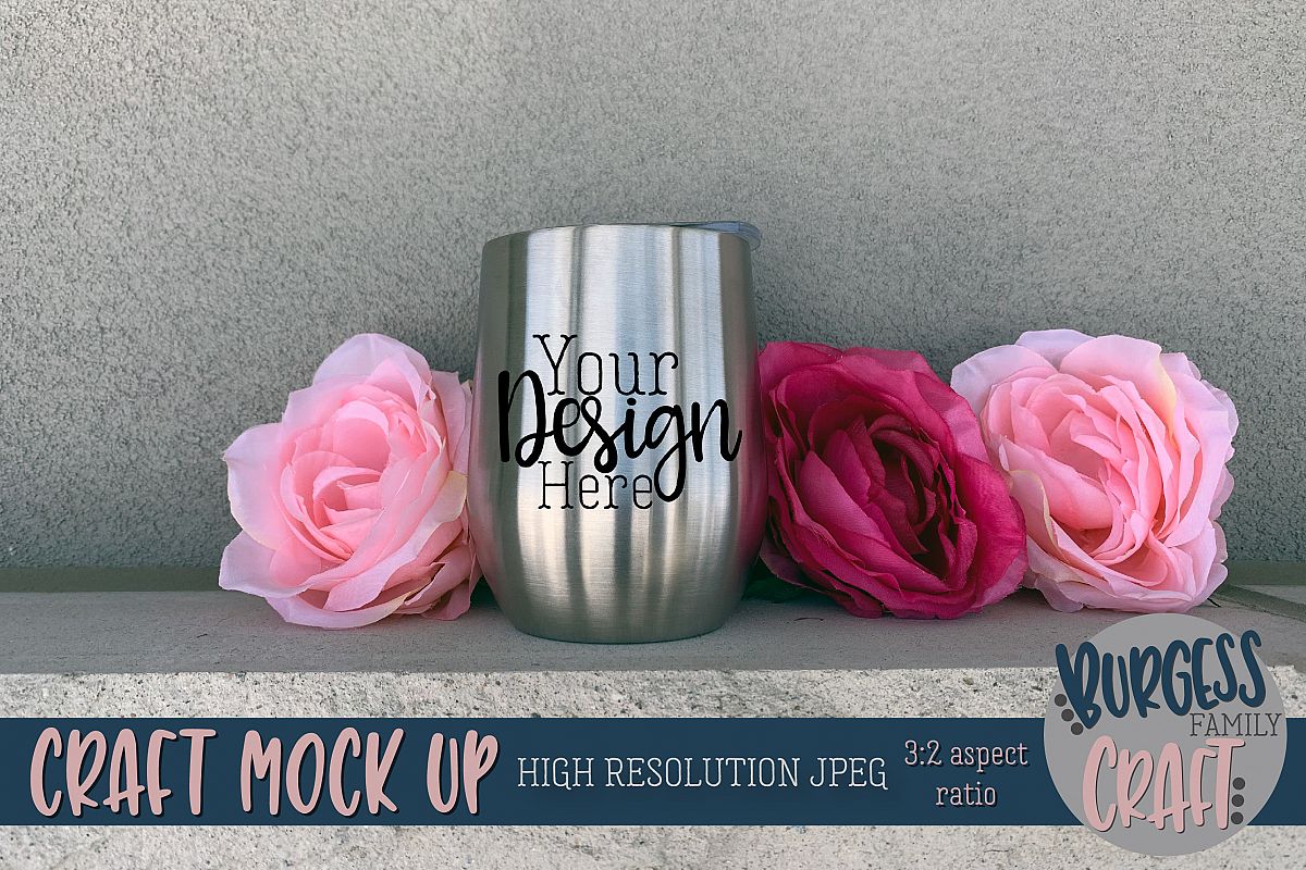 Stainless wine tumbler craft mock up |High Resolution JPEG example image 1