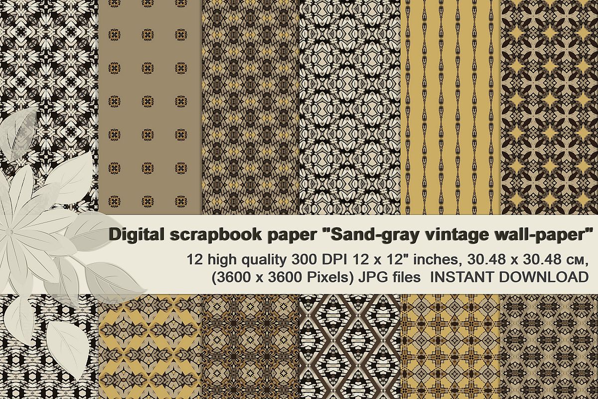 Sand-gray abstract and geometrical masculine Scrapbook Paper example image 1