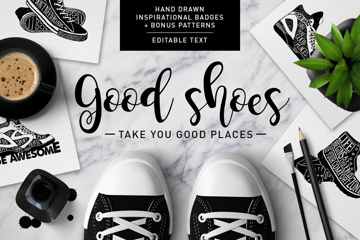 Good Shoes. 8 Inspirational Badges example image 1