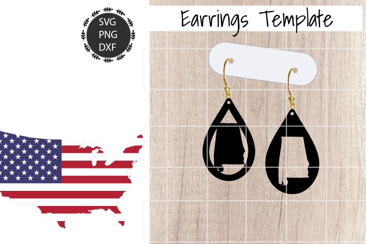 Earrings Template - Alabama Teardrop Earrings Svg example image 1