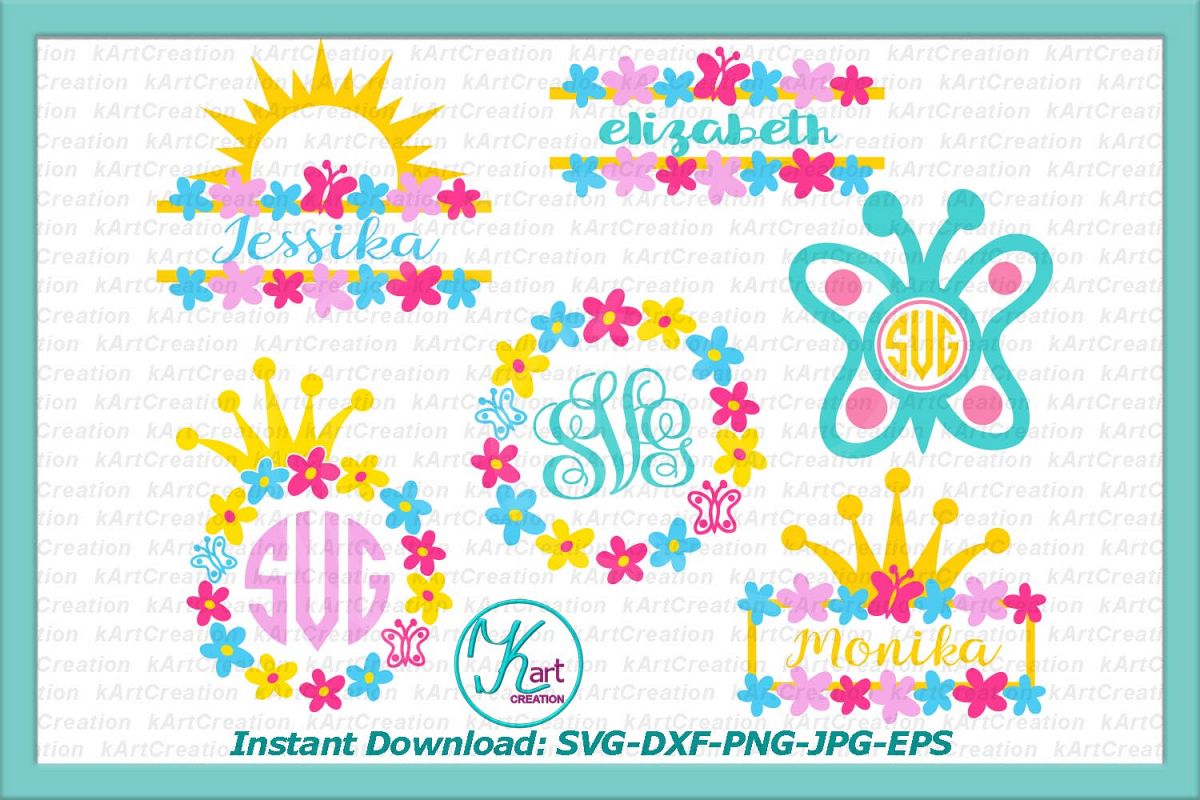 Princess Toddler Monograms bundle SVG DXF cutting files example image 1