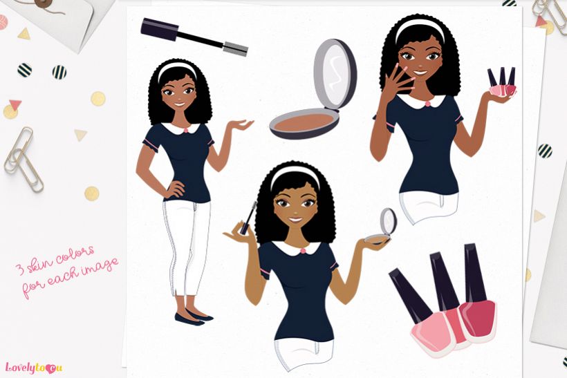 Woman makeup character clip art L098 Nelly example image 1