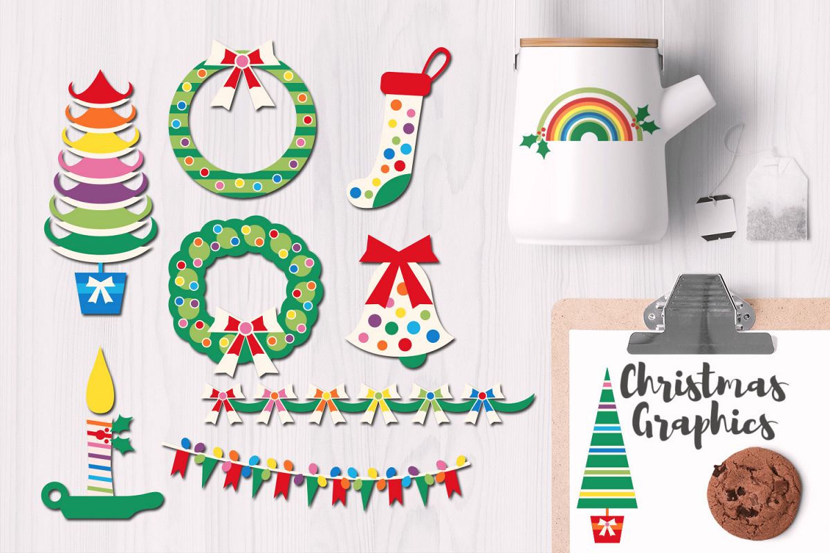 Christmas Rainbow Colors Illustrations example image 1