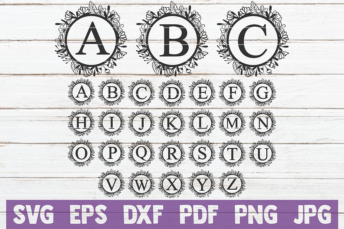 Floral Alphabet Monogram SVG Cut File | commercial use example image 1