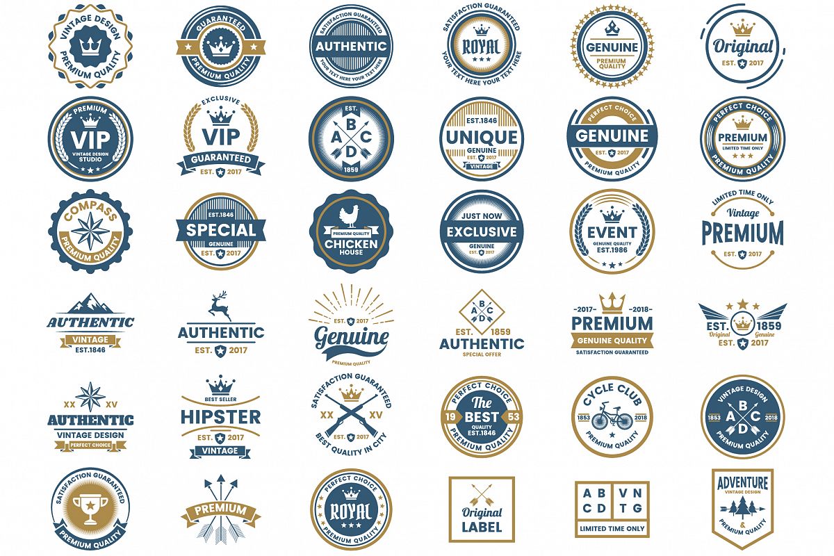 Vintage Badge & Objects Vector Set example image 1