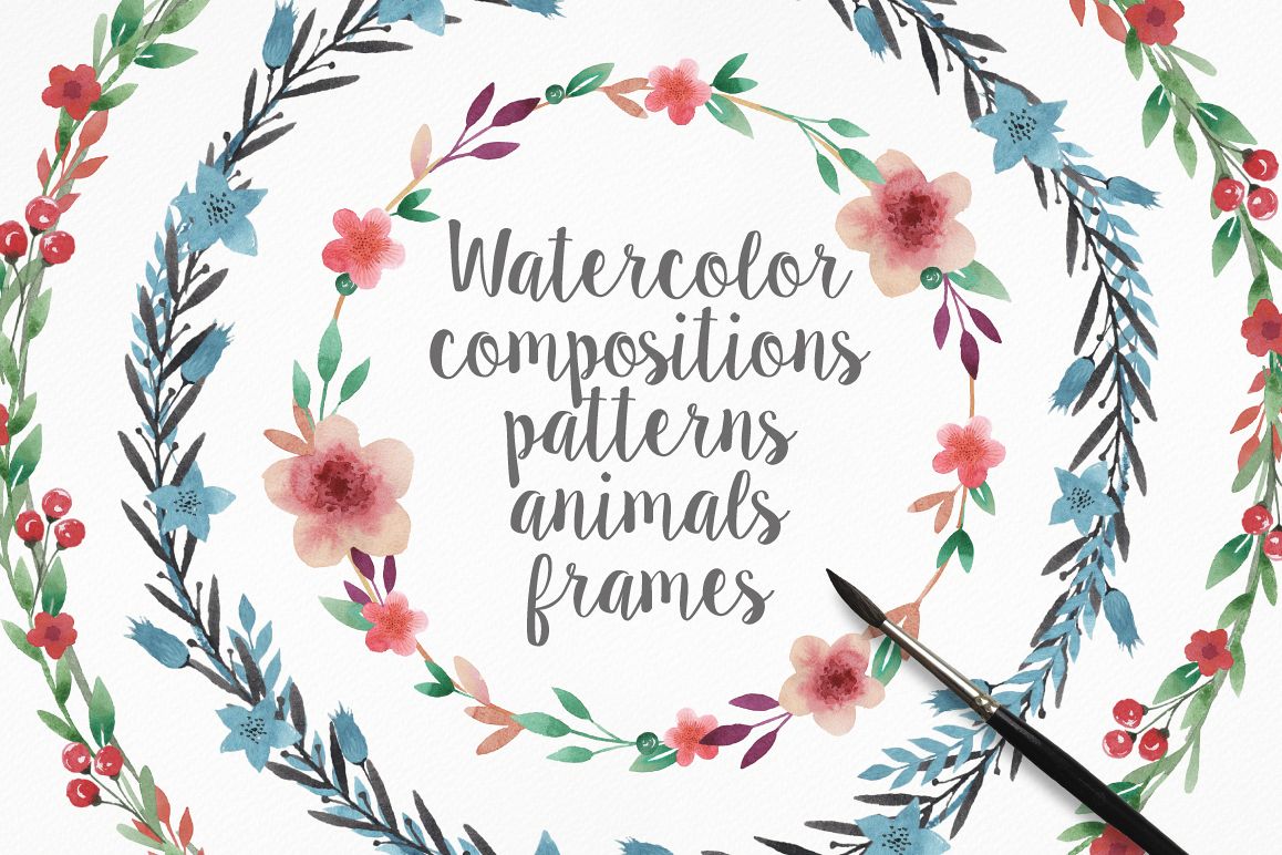 Watercolor Frames, Patterns and Animals example image 1