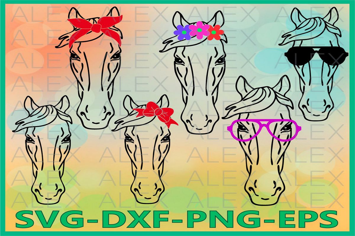 Horse Svg Files, Horse with Bandana svg, Horse face svg example image 1