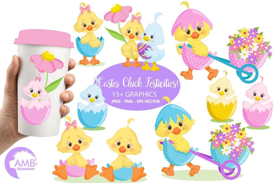 Easter Chick clipart, graphics, illustrations AMB-1201 example image 1