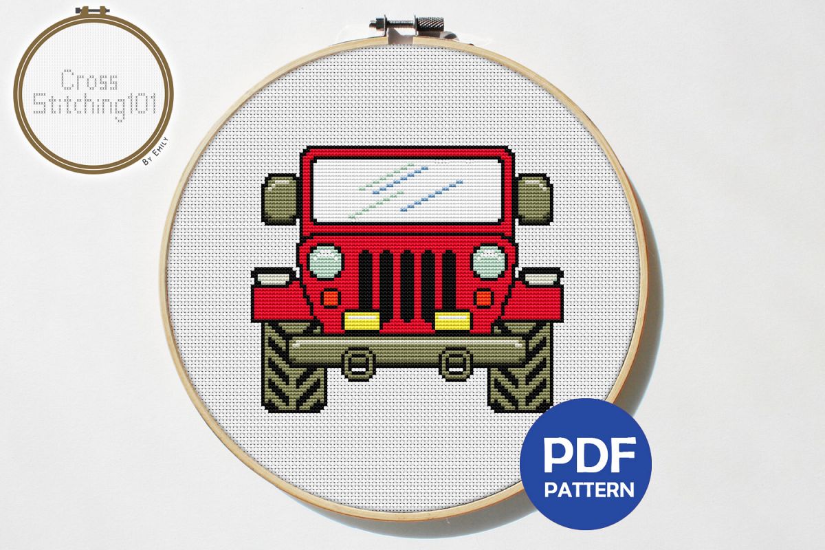 Jeep 4x4 Cross Stitch Pattern - Instant Download PDF example image 1