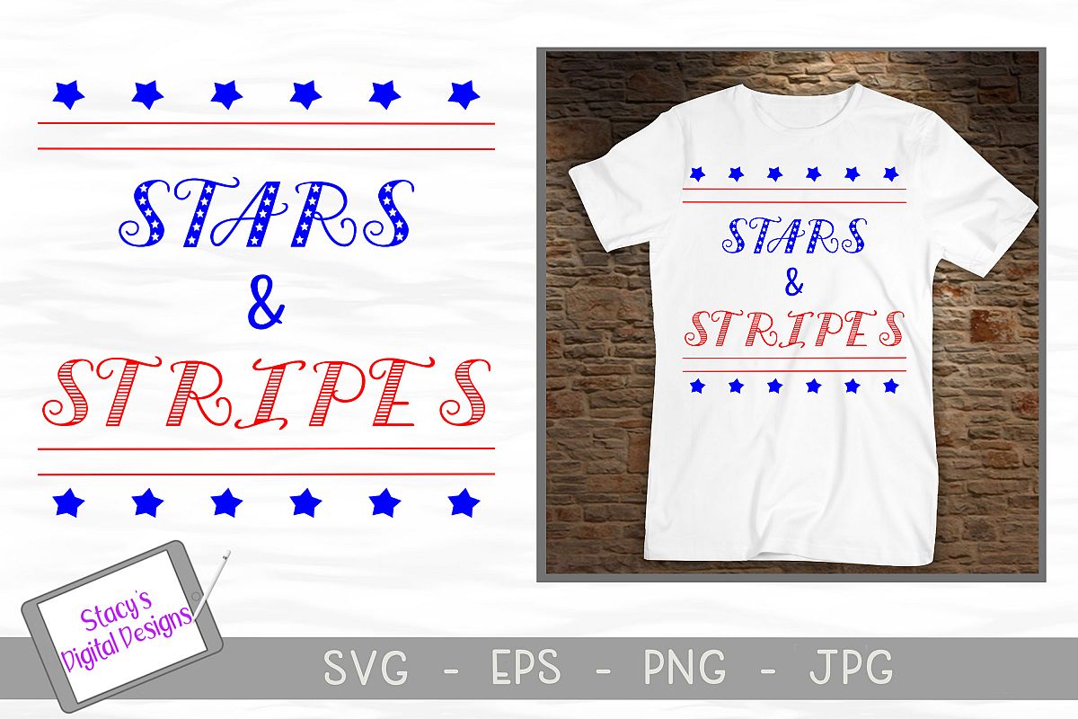 Stars and Stripes SVG wtih patterns- 4th of July SVG file example image 1