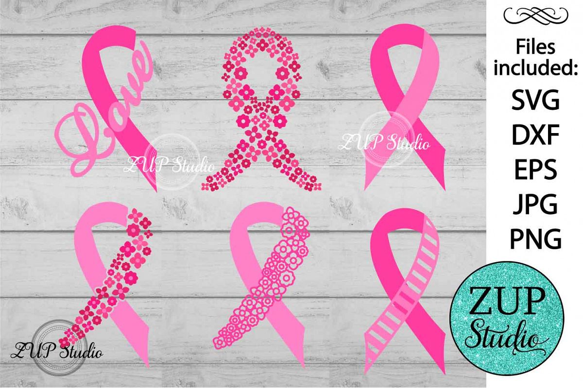 Breast Cancer Ribbon cutting files svg 5 example image 1
