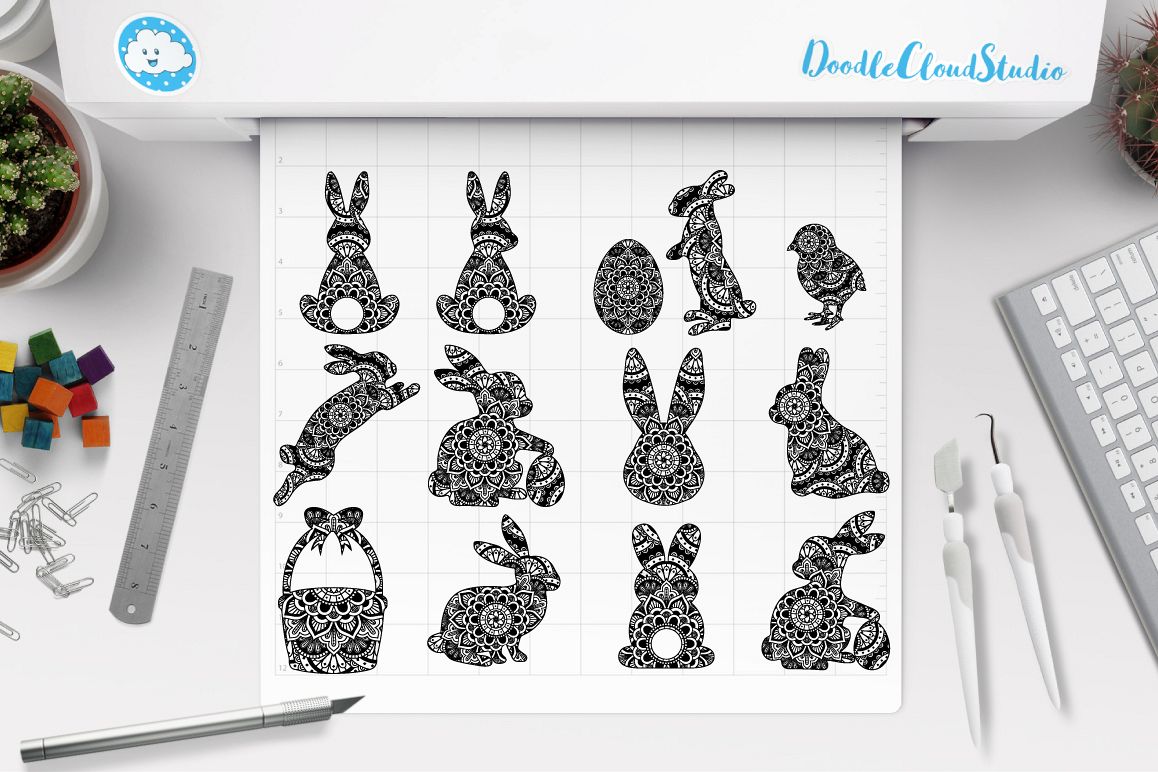 Download Easter Mandala SVG, Bunny Mandala, Rabbit Mandala SVG