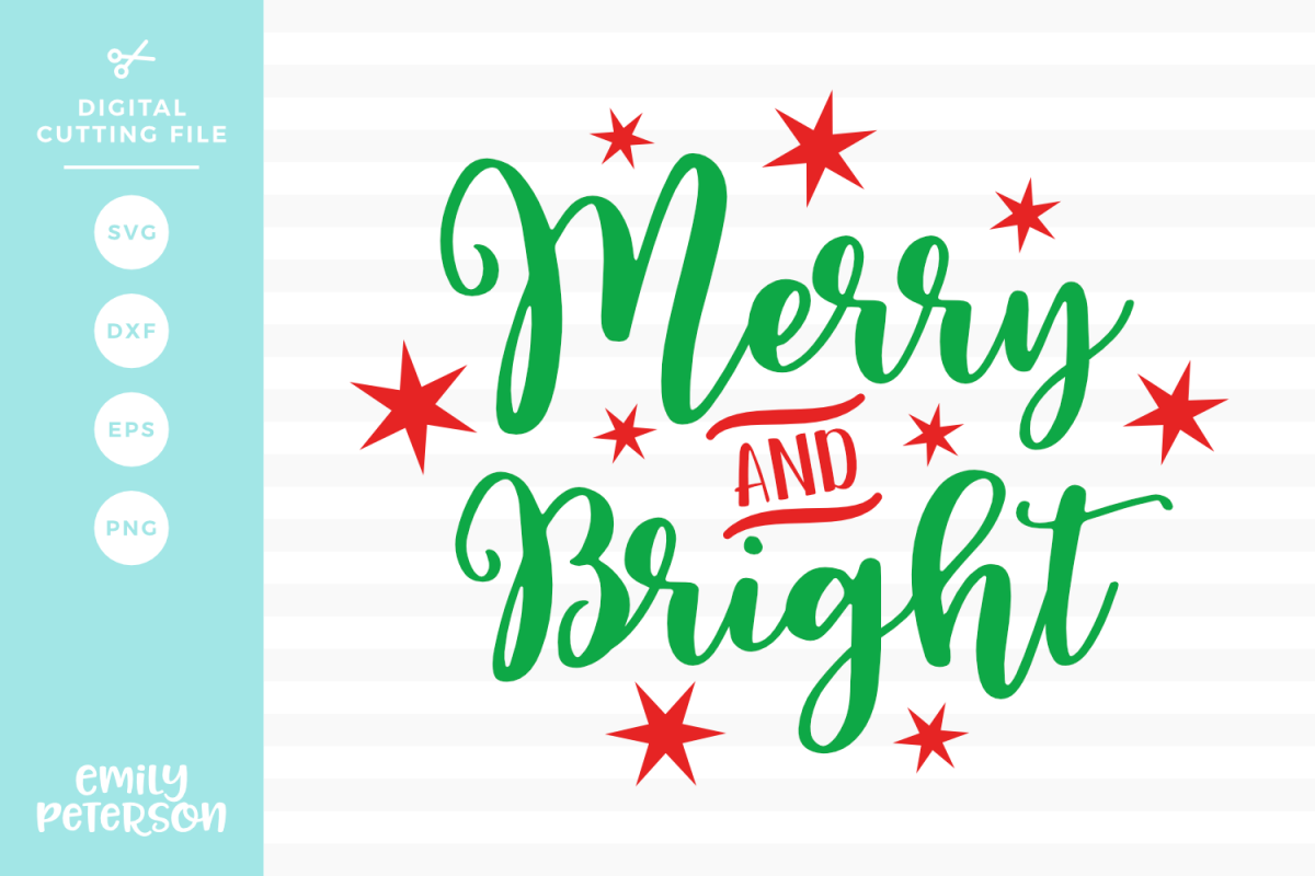 Merry and Bright SVG DXF EPS PNG example image 1